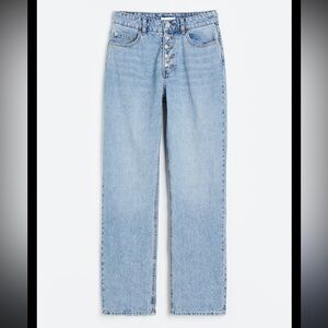 H&M high waisted straight jewel button up boyfriend jeans